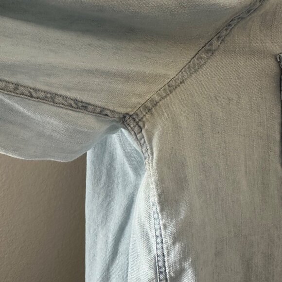 Rails Matea Lace Up V Neck Shirt Spread Collar Linen Blend Vintage Blue Sz M - Picture 6 of 12